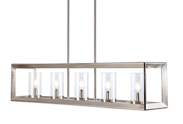 Anna 38.5" Linear Metal/Glass LED Pendant - JONATHAN Y